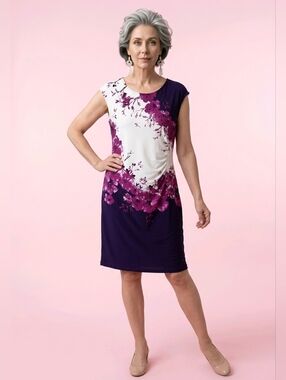 Red Queen Floral Purple and White Dress